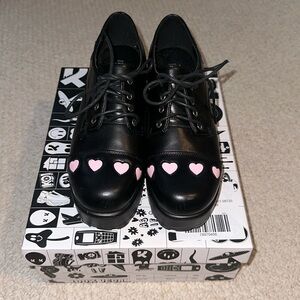 KOI Footwear Pink Heart Tennin Platform Oxfords